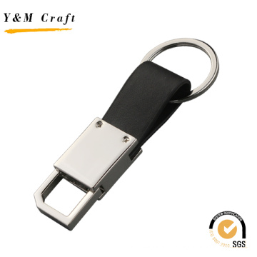 Promotion Gift Metal Keyring Leather Keychain with Customizable Logo (Y03621)